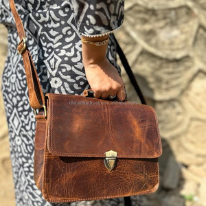 Sac à main en cuir véritable Crunch véritable fait à la main Sac à main en cuir véritable Crunch pour femmes élégant Sac à bandoulière en cuir véritable Vintage pour le bureau - Product Image 2