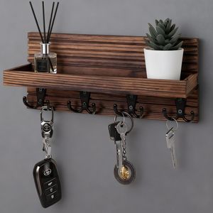 Porte-clés en bois écologique, artisanat mural durable, organisateur de courrier et de clés - Product Image 4