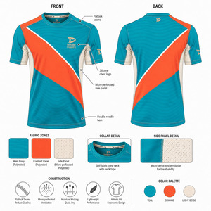 Premium Custom Cricket Jersey Men Quick Dry Polyester Match Shirt Teal Orange Teamwear Sports Uniform - Product Image 6