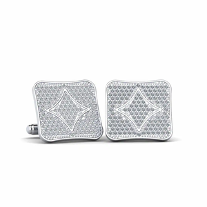 Boutons de manchette carrés argentés avec micro-strass en cristal, bijoux formels pour hommes - Product Image 3