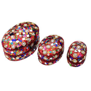 Coffret de 3 boîtes à bijoux carrées indiennes faites à la main avec travail perlé pour emballage de bijoux, cadeau de mariage, décoration intérieure - Product Image 4