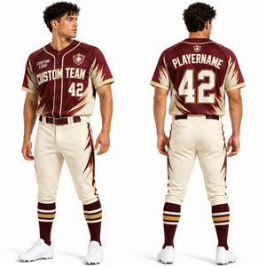 Ensemble de vêtements de baseball athlétique, maillot et pantalon, géométrique, léger, ventilé, respirant, extensible, durable, confortable, pour l'entraînement - Product Image 5