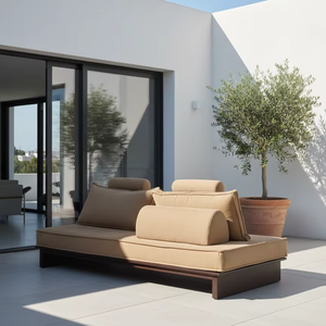 Comfortable Maru <b>Wood</b> <b>Frame</b> Modern Design Outdoor <b>Sofa</b> 2 Seater Soft Quick-Dry Foam Padding Relaxing Loveseat for Mall Dining - Product Image 1