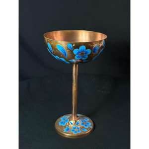Copa de Martini de Cobre Pintada a Mano, Utensilio de Cobre Elegante Esencial para Bar, Diseño Floral Hecho a Mano, Color Azul, Uso en Hoteles y Restaurantes - Product Image 5