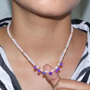 Collar choker de 7 cuentas, collar choker de cuentas doradas, collar choker de cuentas plateadas, collar choker de cuentas de piedras preciosas, collar de cuentas de cristal hecho a mano - Product Image 5