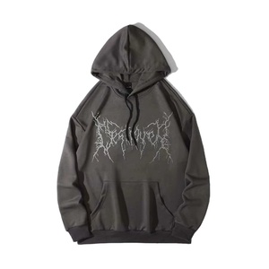 Hot Selling 2025 Men's Heavyweight Embroidered Pullover Rhinestone <b>Hoodie</b> for Winter <b>Workout</b> Adult Size 450 GSM Cotton Fleece - Product Image 1