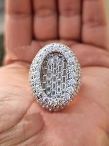 Premium Hip Hop Style Rhodium Plated 925 Sterling <b>Silver</b> Cluster Moissanite <b>Ring</b> for <b>Men</b> Women Unisex Wedding Engagement Gift - Product Image 5