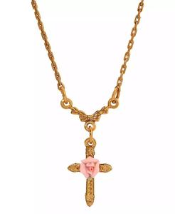 สร้อยคอไม้กางเขนลายกุหลาบสีชมพู |   2028 - Product Image 1