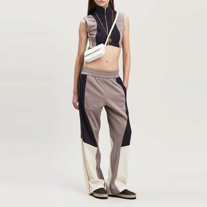 Custom <b>Womens</b> Wide Leg Track Pants Elastic Waistband Hidden Zipper Pockets <b>Sweatpants</b> - Product Image 3