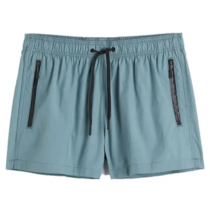 Pantalones Cortos Deportivos para Hombre, de Color Sólido, Tejido Elástico, con Estampado por Transferencia de Calor, de Secado Rápido, Cintura Media, Cierre con Cordón y Bolsillos con Cremallera, para Uso Casual - Product Image 3