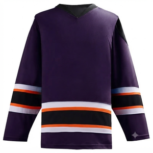 Custom Digital Print Ice Hockey Jersey Professional <b>Athletic</b> Fit Breathable Mesh Fabric AntiUV Quick Dry V-neck Full Sleeve 100% - Product Image 1