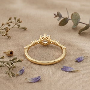 Minimalist Moissanite Engagement <b>Ring</b> <b>Thin</b> Gold Solitaire <b>Ring</b> Dainty Diamond Promise <b>Ring</b> For Women - Product Image 3
