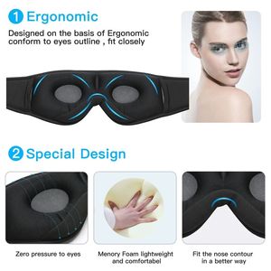 Maschera per Occhi 3D e Cuffie Wireless con Microfono, Fascia Elastica Morbida e Confortevole per Chi Dorme di Lato, Accessorio per Dormire - Product Image 3