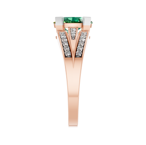 Elegante Anillo de Compromiso y Matrimonio Chapado en Oro de 14K y 18K con Certificado IGI, con Diamantes de Corte Oval Esmeralda y Engaste de Puntas - Product Image 2