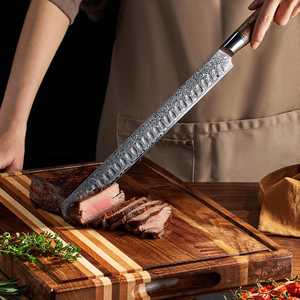 12 Inch Damascus Steel Brisket Knife Sycamore Wood Handle Professional Carving Knife for Meat Roasts Brisket Fruit Slicing - Product Image 4