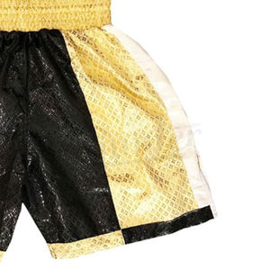 Shorts de boxe Muay Thai MMA pour hommes, noir et blanc, 100% polyester satiné, respirant, taille élastique, entraînement de fitness, shorts de kickboxing - Product Image 6
