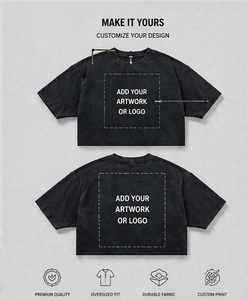 เสื้อยืดสตรีทแวร์ทรงโอเวอร์ไซส์ ผ้าคอตตอนถักน้ำหนักมาก 100% ทรงบ็อกซี่ ไหล่ตก พิมพ์โลโก้ด้านหน้า ป้องกันขนร่วง - Product Image 5