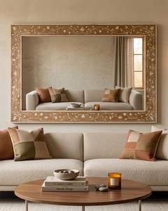 Decorative Bone Inlay <b>Framed</b> Glass Wall Mirrors Luxury Modern Design Wedding Living Room Bathroom Decor Customizable Color Size - Product Image 2