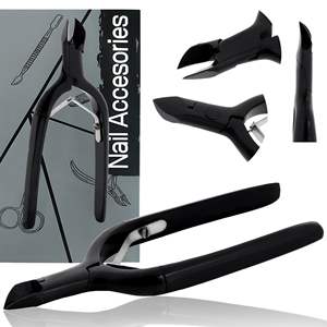 Coupe-ongles à mâchoires angulaires au design fin pour salon de manucure et pédicure, fabrication directe OEM, coupe-cuticules noir mat - Product Image 1