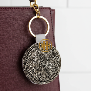 Beaded Name <b>Key</b> Ring Round Embroidered Design <b>Custom</b> Event Gift Keychain for Bulk Corporate Orders - Product Image 5