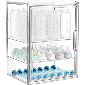 Organizador de Botellas de Bebé de Acrílico Transparente de 3 Niveles Ajustables, Caja de Almacenamiento para el Hogar y la Organización - Product Image 1