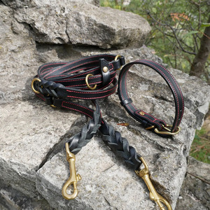 Luxury branded <b>braided</b> pet collar crafted from genuine leather for premium quality and stylish appearance in low rate - Product Image 2