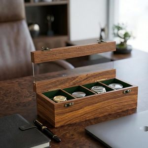 AHTE MANUEXPO 2-Slot Watch Box for Men Luxury Indian Rosewood Watch & Jewelry <b>Display</b> <b>Case</b> Handmade Wooden Organizer - Product Image 3