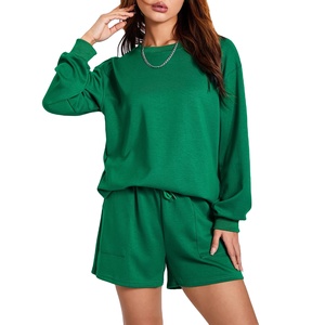 Conjunto de Dos Piezas para Mujer, Sudadera Larga y Pantalones Cortos, Color Verde Invierno, Felpa de Algodón, Personalizado, Talla Grande, 2026 - Product Image 4