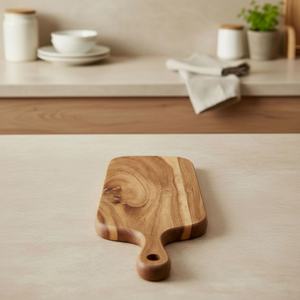 Planche à découper rectangulaire en bois artisanale HASAN CRAFT HC-0001 avec poignée, écologique, compatible lave-vaisselle - Product Image 1