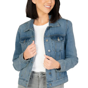 Chaqueta Vaquera Casual Personalizada para Mujer, Chaqueta de Mezclilla a la Moda, Ropa de Calle Vintage, Ropa Exterior para Mujer, Proveedor Mayorista OEM ODM - Product Image 1