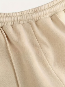 Women's Beige Fleece Tracksuit Set <b>Cropped</b> <b>Zip</b> <b>Up</b> Bomber Hoodies and Wide Leg Pants Casual Outdoor Wear - Product Image 5