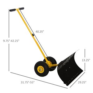Pala Spazzaneve Gialla da 29 Pollici con Manico Regolabile, Lama Quadrata in Acciaio, Legno e Plastica - Product Image 3