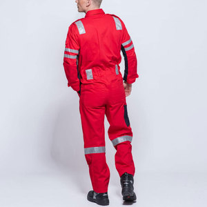 Combinaison de travail unisexe marron respirante Econex Sports avec bandes réfléchissantes, en coton, uniforme de sécurité, design haute visibilité - Product Image 3