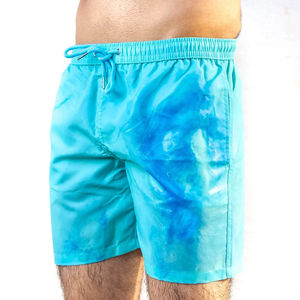 Shorts de bain sportifs personnalisés pour hommes, réactifs à la température, unis, décontractés, avec logo en maille tressée - Product Image 4