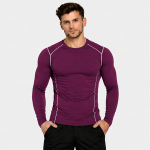 Men's Lightweight Breathable Athletic Compression Shirt Four-Way Stretch Moisture Wicking Base <b>Layer</b> for Gym Workout Training - Product Image 1