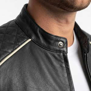Blouson Moto Homme en Cuir PU Noir Personnalisé avec Logo, Col Montant, Fermeture Éclair, Coupe Slim, Vêtement d'Extérieur Décontracté pour l'Automne – Le Plus Demandé - Product Image 5
