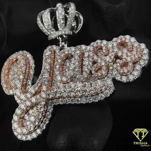 <b>Custom</b> <b>Name</b> Moissanite Diamond Pendant 925 Sterling Silver Rose Gold Plated Crown Hip Hop Iced Out Personalized <b>Necklace</b> for Men - Product Image 6