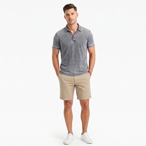 Men's Summer Burnout <b>Polo</b> <b>Shirt</b> <b>Vintage</b> Texture Premium Casual <b>Polo</b> OEM ODM Wholesale Factory Custom Wash Low MOQ - Product Image 1