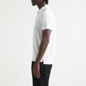 Polo en coton blanc à manches courtes pour homme, couleur unie, décontracté, tissage Oxford, anti-plis, coupe classique - Product Image 3