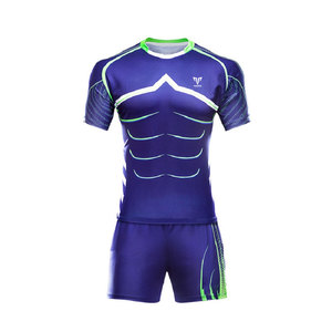 Conjunto de Uniforme de Rugby Clásico para Hombre, Tela de Poliéster Suave y Duradera, Ligero, Transpirable, Ajuste Cómodo, Colores del Equipo, Camiseta de Manga Corta - Product Image 1