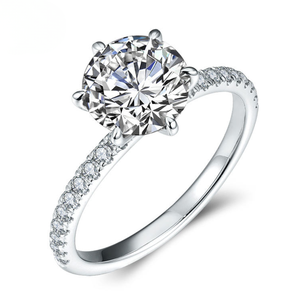 Anillo de Diamante Cultivado en Laboratorio con Corte Brillante Redondo, Color D, Chapado en Oro Blanco de 10K, 14K, 18K, Certificado por IGI y GIA, Joyería de Compromiso para Mujer - Product Image 1