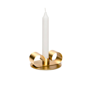 Porte-bougie miniature décoratif en aluminium coulé doré pour table - Product Image 3