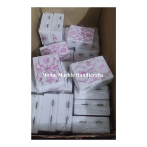 Caja de incrustaciones de mármol blanco puro limpio con diseño de la mejor colección Premium con uso de Material de nácar para almacenamiento de joyas artículo de regalo - Product Image 4