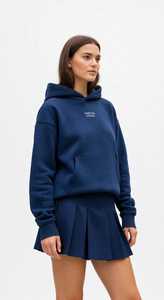 Sudadera con Capucha Azul Marino Extra Grande con Bolsillo Canguro, Sudadera con Capucha Lisa con Logotipo Frontal - Product Image 3