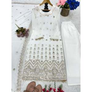 ชุดราตรีดีไซน์เนอร์ชุดปาร์ตี้สวมด้านบนและกางเกงกับ dupatta - Product Image 3