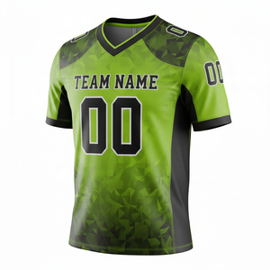 Maillot de football vert à col en V pour homme, manches courtes, anti-humidité, imprimé par sublimation, coupe classique, vêtement adulte - Product Image 1
