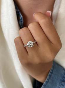 Round Brilliant Cut Diamond Engagement Ring Prong Setting Prong Women's Floral Style - Product Image 1