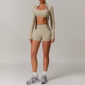 Custom Logo Women’s Seamless 2-Piece Yoga Set Cross Back Sports Bra & Scrunch Butt Leggings Tummy Control Workout Outfit - Product Image 2