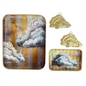 ถาดอลูมิเนียมเคลือบลายตารางสไตล์ยุโรปแบบใหม่ สำหรับเสิร์ฟผลไม้ ของตกแต่งอเนกประสงค์สำหรับงานแต่งงาน รอมฎอน คริสต์มาส - Product Image 1