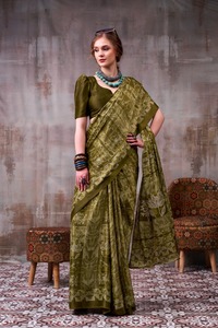 Indian Traditional Casual Satin <b>Silk</b> Saree in Printed for Daily Wear and Festive Function for Women Comfortable Fancy Outfit - Product Image 6
